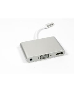 Type C to HDMI with A/F VGA and Audio Dongle Metal Shell