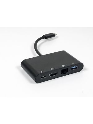 Type C to PD with HDMI and RJ45 USB 3.0 A/F Dongle Metal Shell