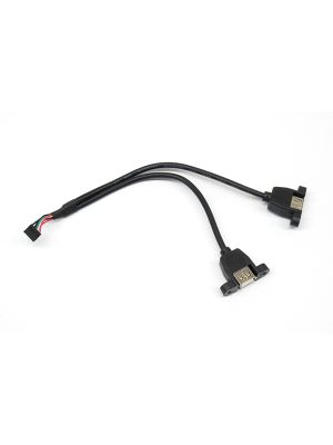 2 USB 2.0 Panel Female Connectors to 10 Pin 2.0mm - 8 Inches